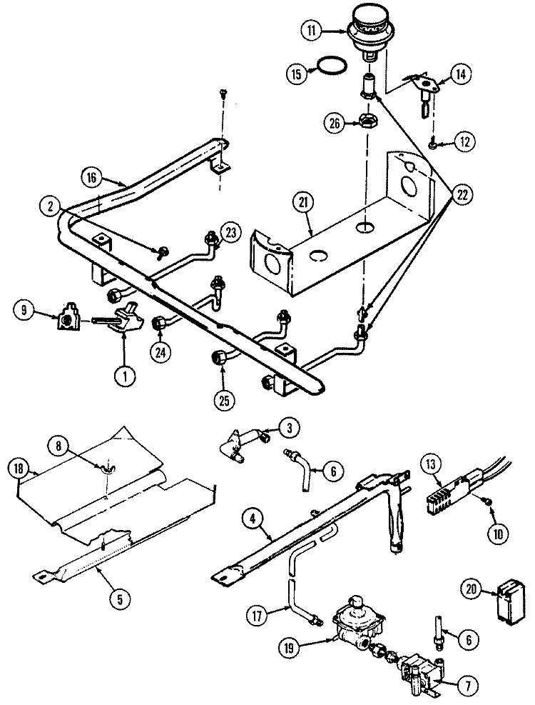 GAS CONTROLS Diagram and Parts List for GA3478XUWX  Maytag Range