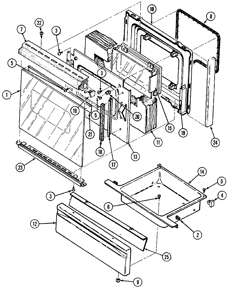 DOOR / DRAWER Diagram and Parts List for GA3478XUWX  Maytag Range