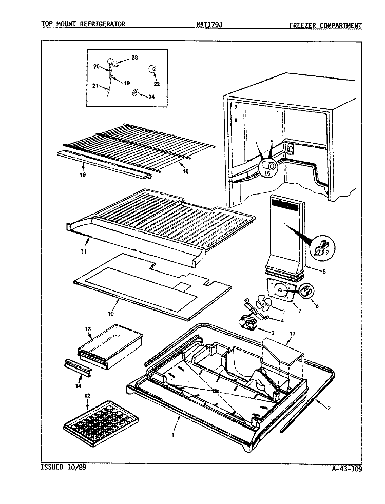 FREEZER COMPARTMENT Diagram and Parts List for NNT179JA 8A30A Maytag Refrigerator