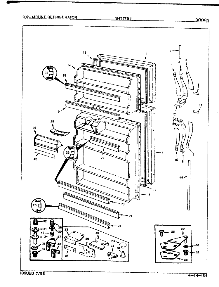 DOORS Diagram and Parts List for NNT179JA 8A30A Maytag Refrigerator