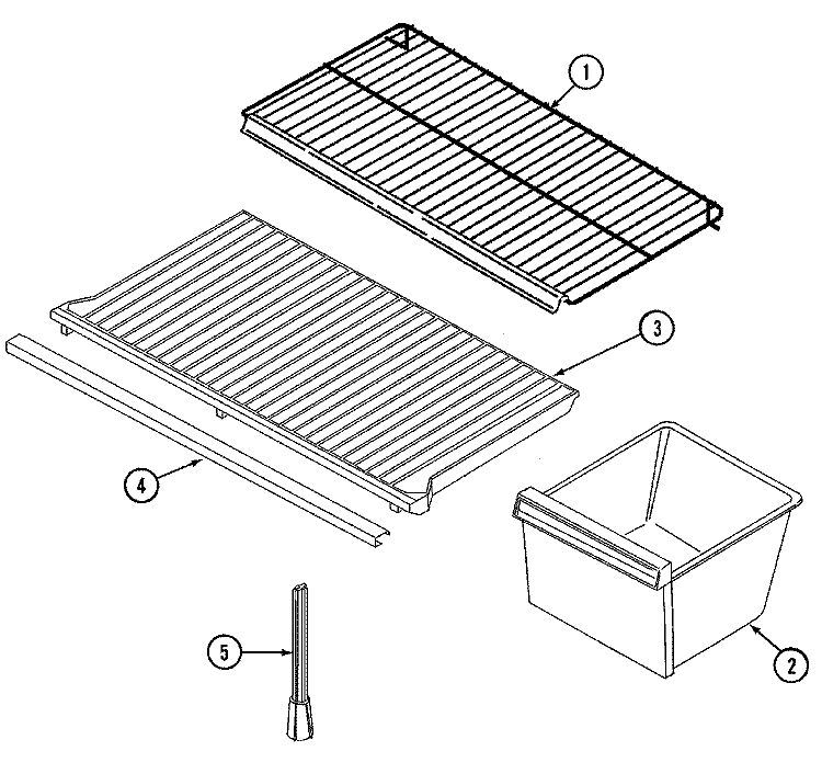 SHELVES & ACCESSORIES Diagram and Parts List for GT15A6A  Admiral Refrigerator