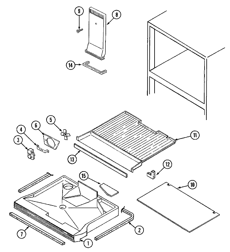 FREEZER COMPARTMENT Diagram and Parts List for GT15A6A  Admiral Refrigerator