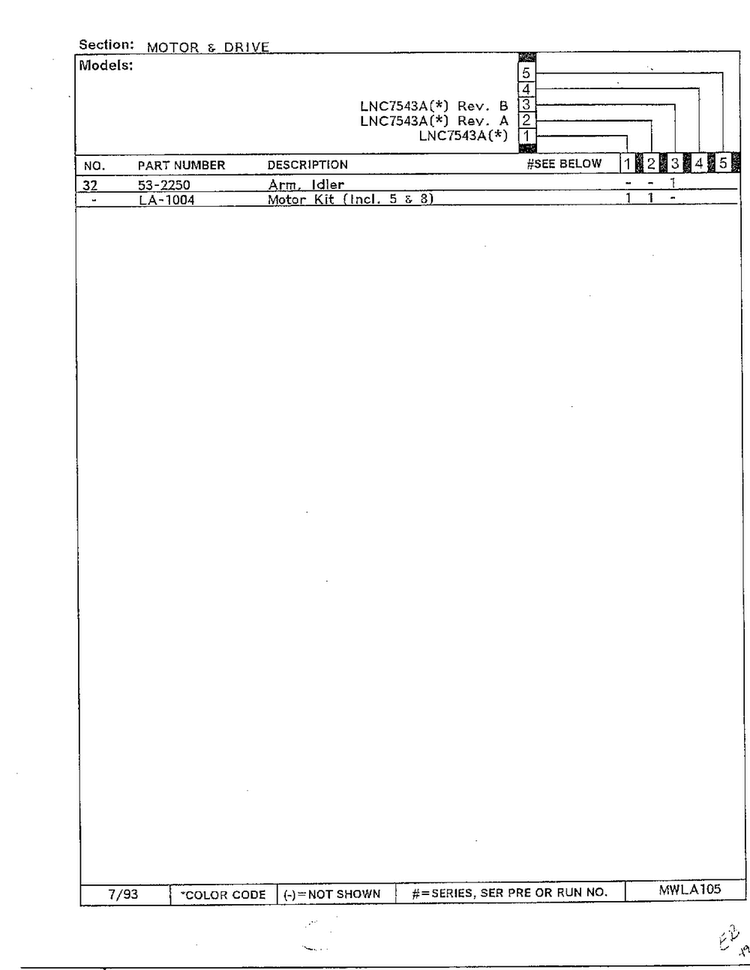 Motor And Drive Page 3 Diagram and Parts List for 7543A REV A Norge Dryer