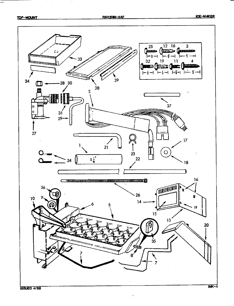 ICE MAKER Diagram and Parts List for RB23HA-3AF 7D30A Magic Chef Refrigerator
