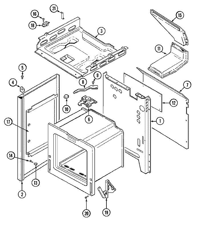 BODY Diagram and Parts List for X3488VVDLT  Maytag Range
