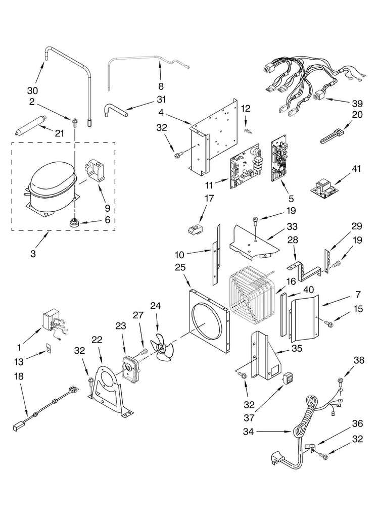 Upper Unit Parts Diagram and Parts List for JS42PPDUDB01  Jenn-Air Refrigerator