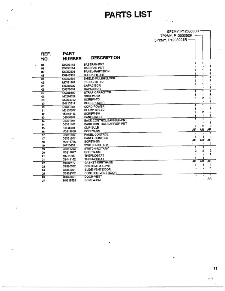 Control Panel And Misc Chassis Parts Page 2 Diagram and Parts List for 5794  Amana Air Conditioner