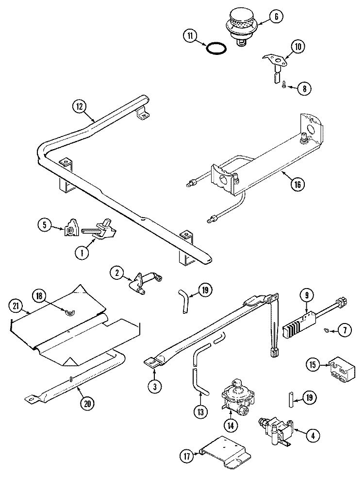 GAS CONTROL Diagram and Parts List for CG6498VVV  Crosley Range