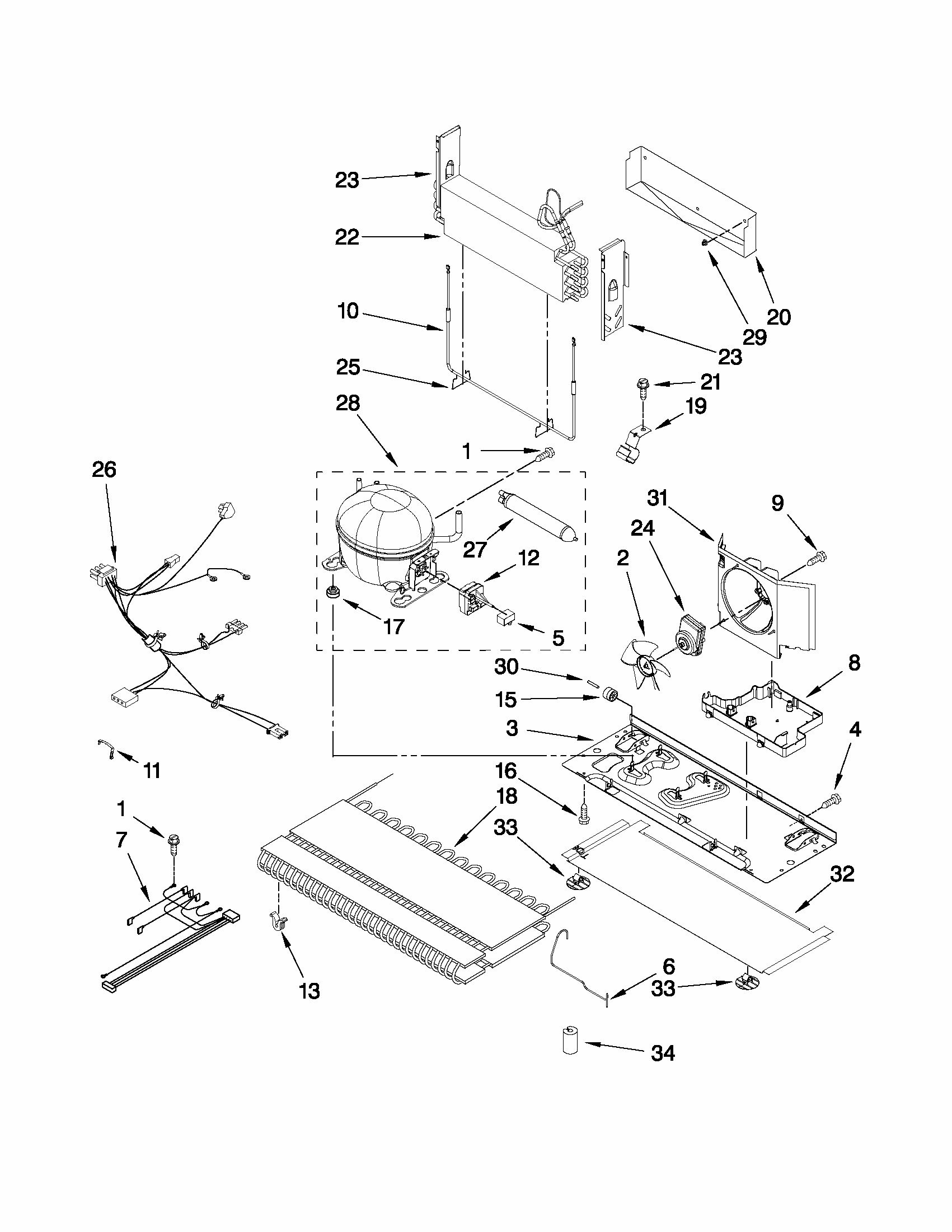 Unit Parts Diagram and Parts List for G37026FEAS5  Maytag Refrigerator