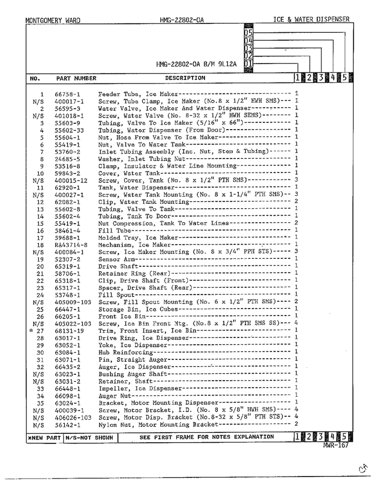 Ice And Water Dispenser Page 2 Diagram and Parts List for 22802-A  Admiral Refrigerator