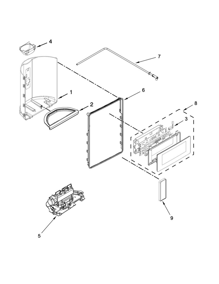 Dispenser Parts Diagram and Parts List for MSB26C6MDE02  Maytag Refrigerator