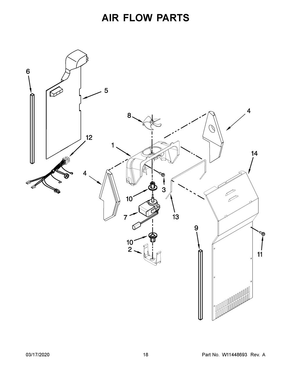 Air Flow Parts Diagram and Parts List for ASI2575GRB04  Maytag Refrigerator