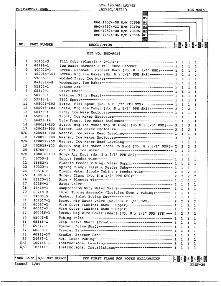Ice Maker Assembly Page 2 Diagram and Parts List for 19574C  Admiral Refrigerator