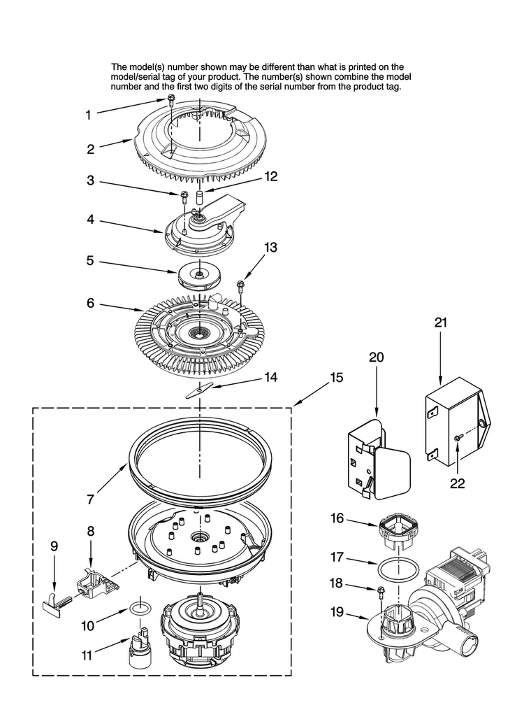 Pump And Motor Parts Diagram and Parts List for JDB1255AWB1  Jenn-Air Dishwasher