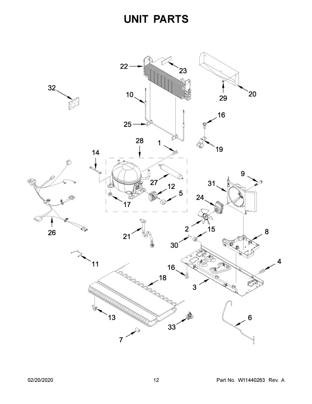 Unit Parts Diagram and Parts List for MFI2570FEB03  Maytag Refrigerator