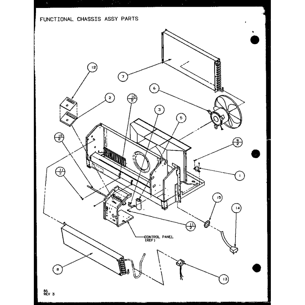 Functional Chassis Assy Parts 4 Diagram and Parts List for PTH12400ER P9872129R Amana Air Conditioner