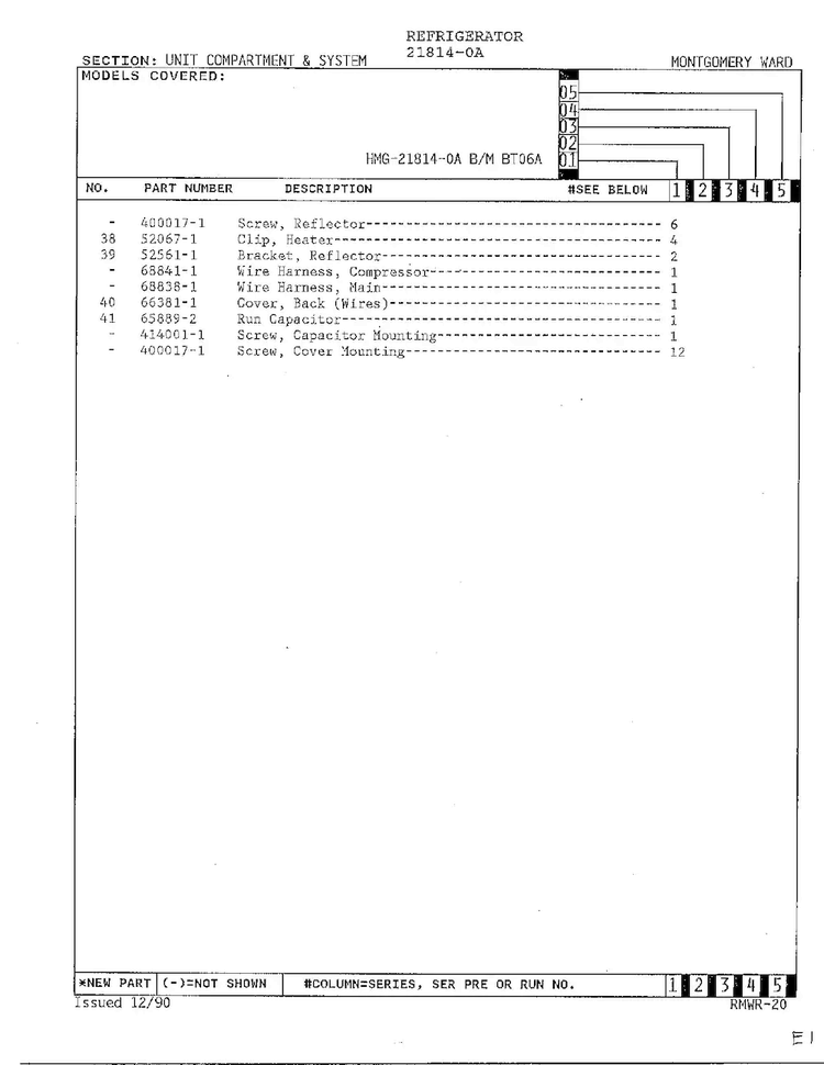 Unit Compartment And System Page 3 Diagram and Parts List for 21814-0A  Admiral Refrigerator
