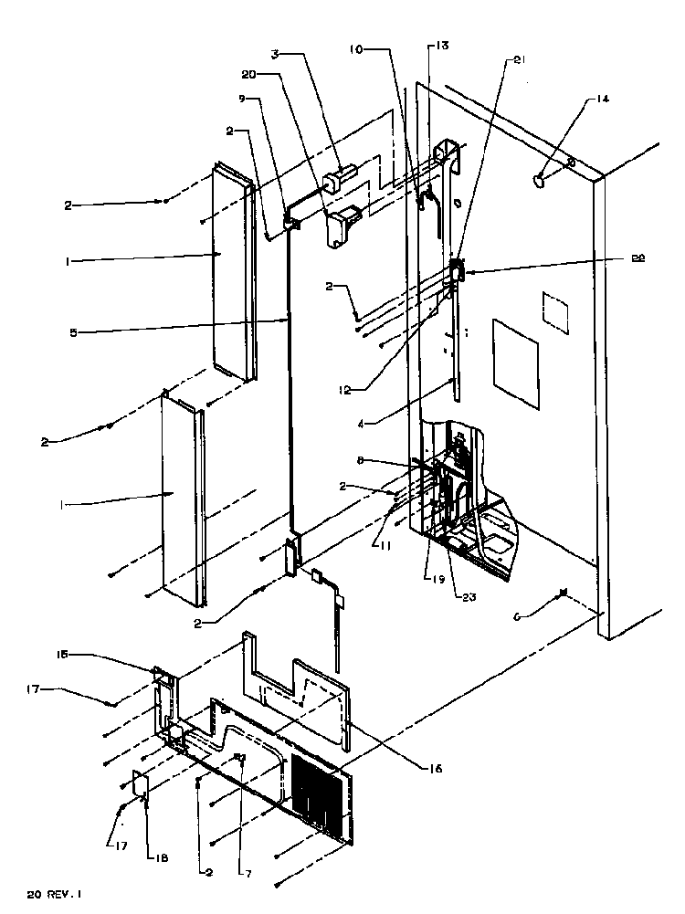 Cabinet Harness Diagram and Parts List for TJ18R3L-P1181712WL  Amana Refrigerator