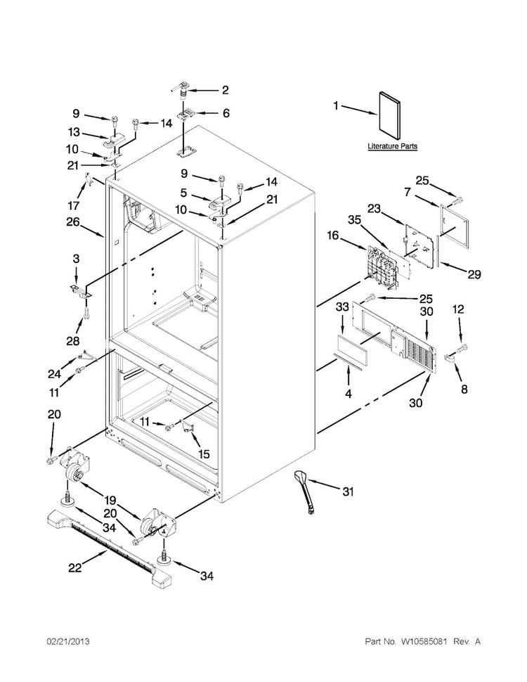 Cabinet Parts Diagram and Parts List for JFI2089AEP13  Jenn-Air Refrigerator