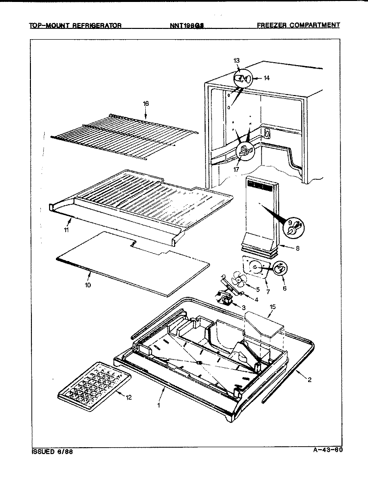 FREEZER COMPARTMENT Diagram and Parts List for NNT196GZ3A 7D13A Maytag Refrigerator