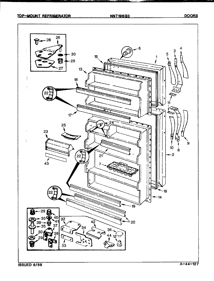 DOORS Diagram and Parts List for NNT196GZ3A 7D13A Maytag Refrigerator