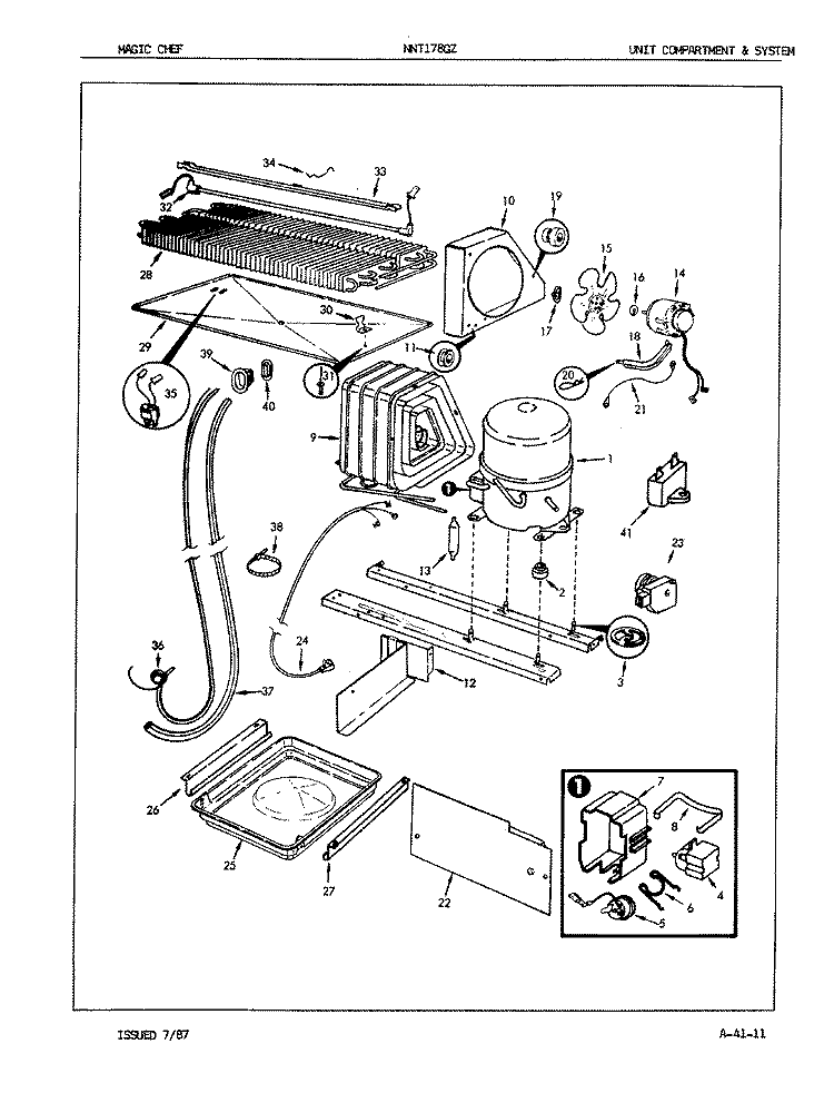 UNIT COMPARTMENT & SYSTEM Diagram and Parts List for NNT178GZA 8A35A Maytag Refrigerator