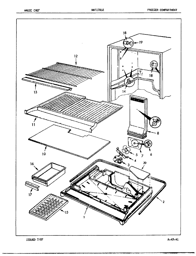 FREEZER COMPARTMENT Diagram and Parts List for NNT178GZA 8A35A Maytag Refrigerator