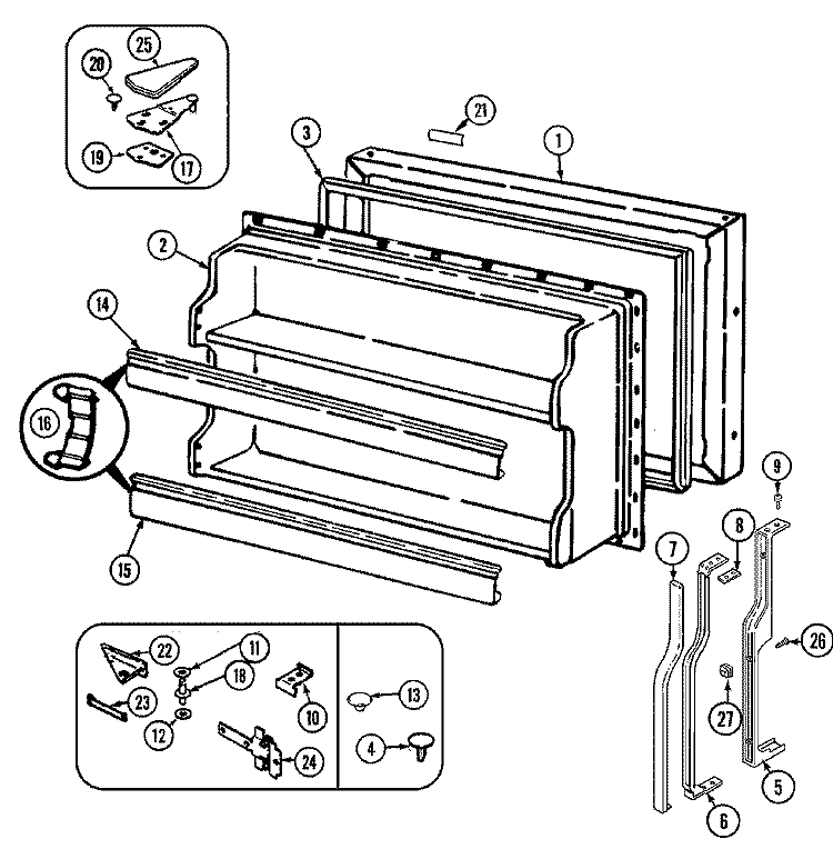 FREEZER DOOR Diagram and Parts List for RB212TV  Amana Refrigerator