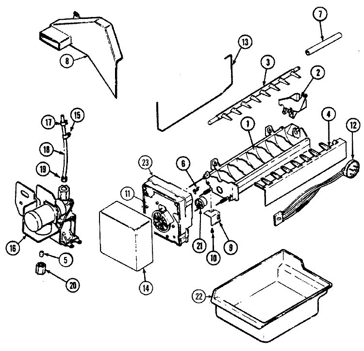 OPTIONAL ICE MAKER - ICE Diagram and Parts List for CT19Y4W  Crosley Refrigerator