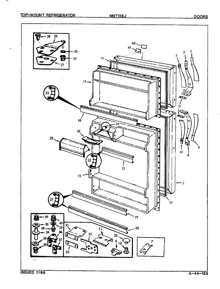 DOORS Diagram and Parts List for NNT156JA 8A27A Maytag Refrigerator