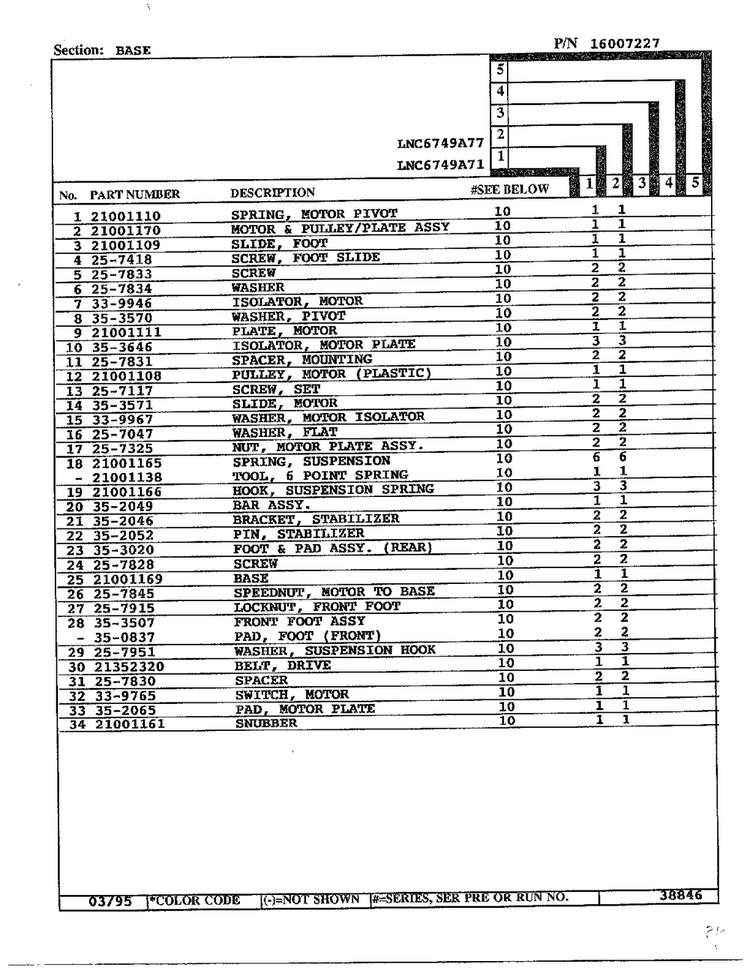 Base Page 2 Diagram and Parts List for 6749  Norge Washer