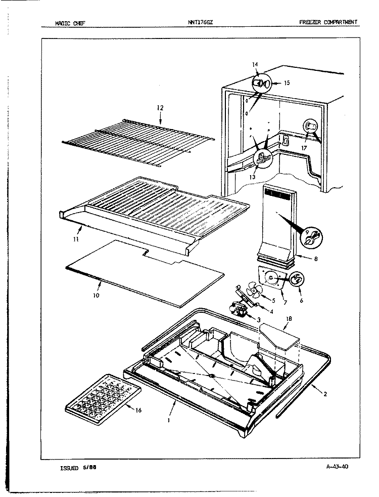 FREEZER COMPARTMENT Diagram and Parts List for NNT176GZH 8A34A Maytag Refrigerator