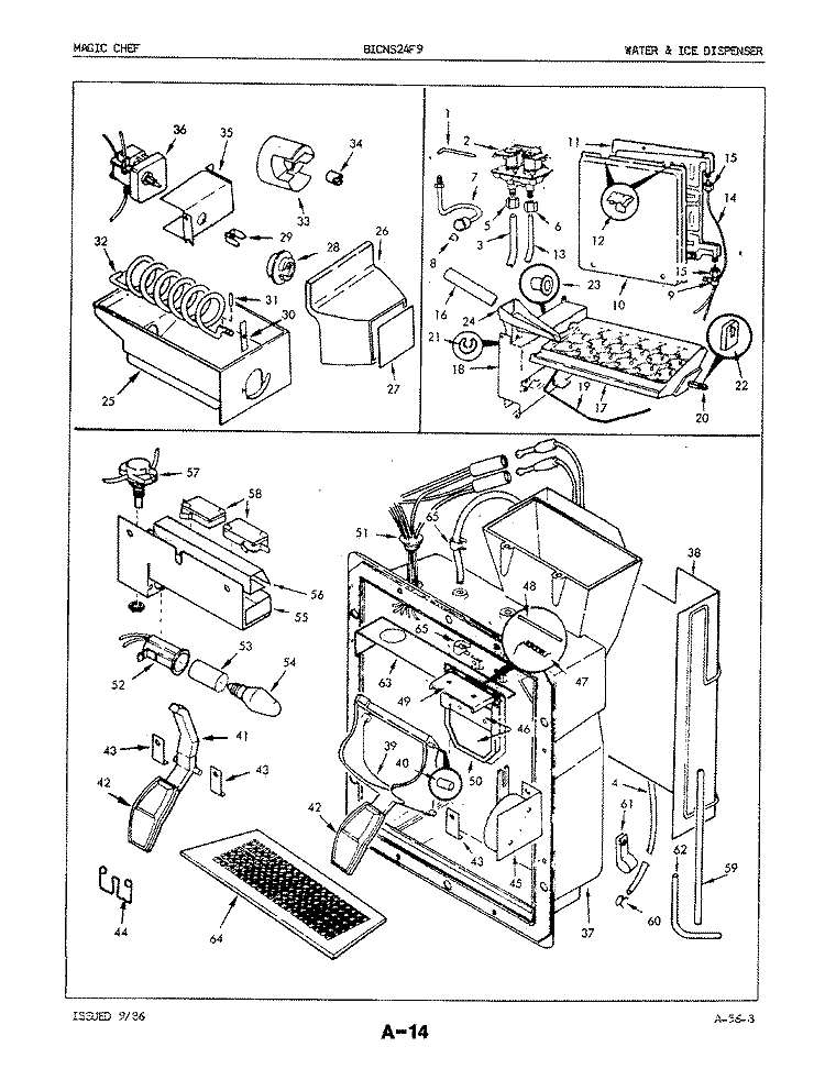 WATER & ICE DISPENSER Diagram and Parts List for BICNS24F9 5L54B Maytag Refrigerator