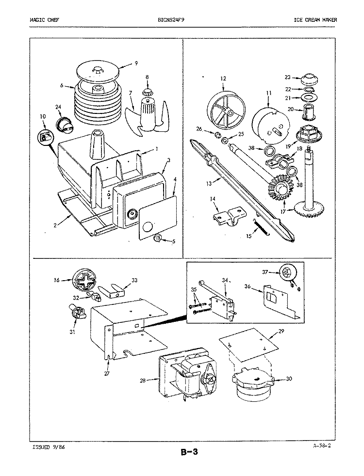 ICE CREAM MAKER Diagram and Parts List for BICNS24F9 5L54B Maytag Refrigerator