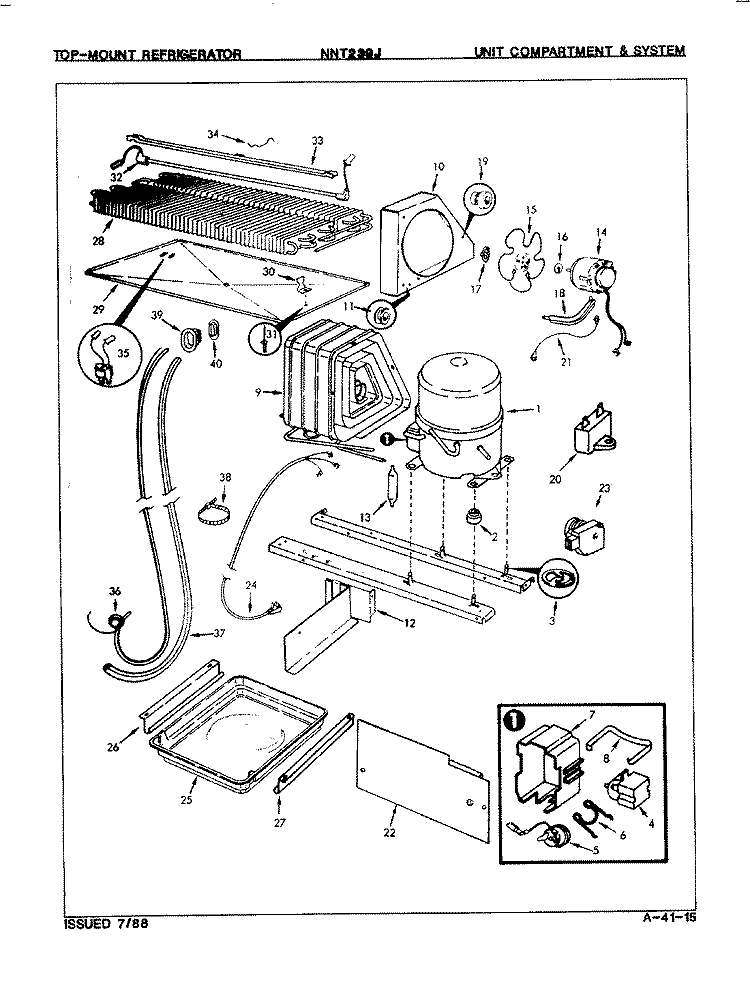 UNIT COMPARTMENT & SYSTEM Diagram and Parts List for NNT239JA 8A39A Maytag Refrigerator