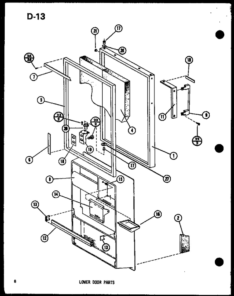 Lower Door Parts Diagram and Parts List for TM14G-G-P75658-8WG  Amana Refrigerator
