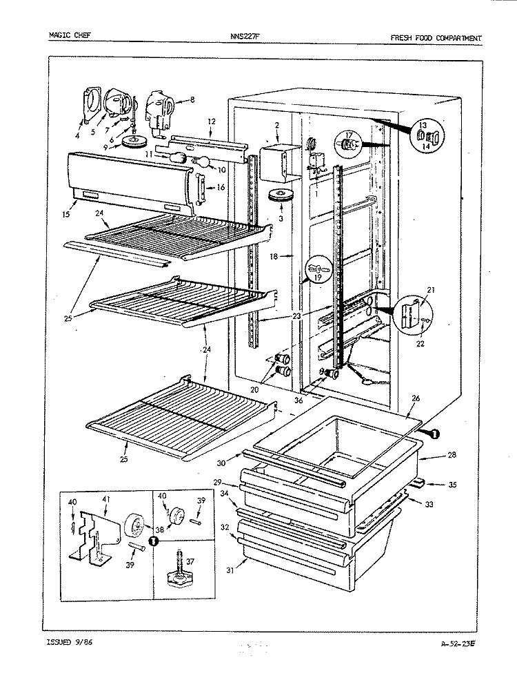FRESH FOOD COMPARTMENT Diagram and Parts List for NNS227F 5M53A Maytag Refrigerator