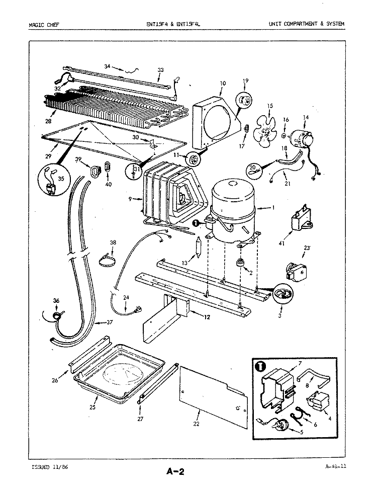 UNIT COMPARTMENT & SYSTEM Diagram and Parts List for ENT15F4 5A79A Maytag Refrigerator