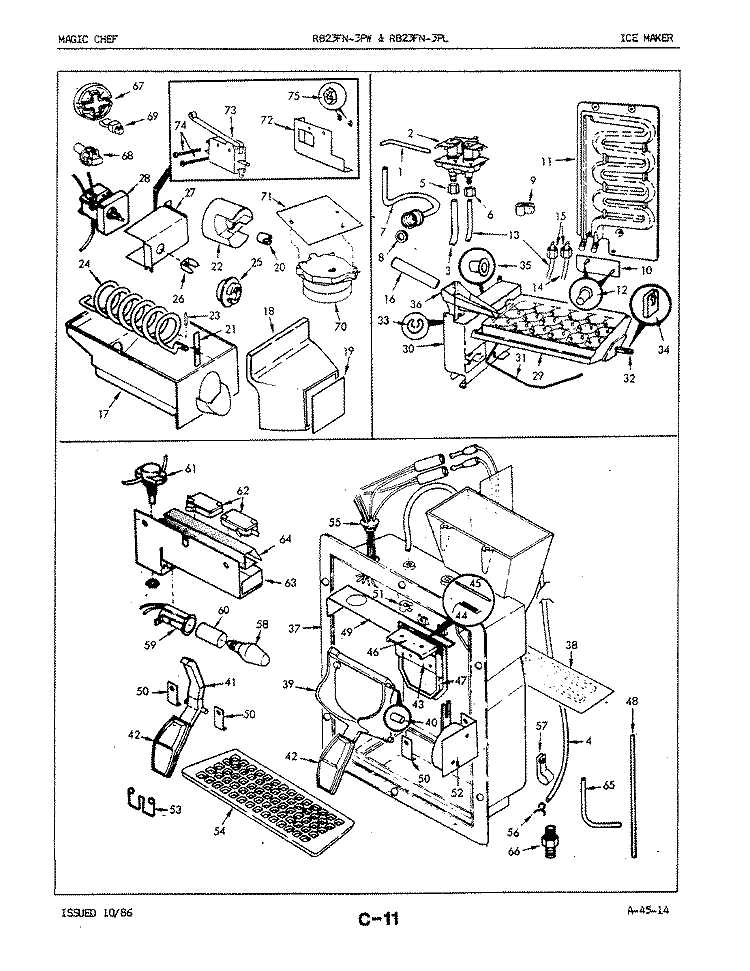 ICE MAKER Diagram and Parts List for RB23FY-3PW 5E80A Admiral Refrigerator