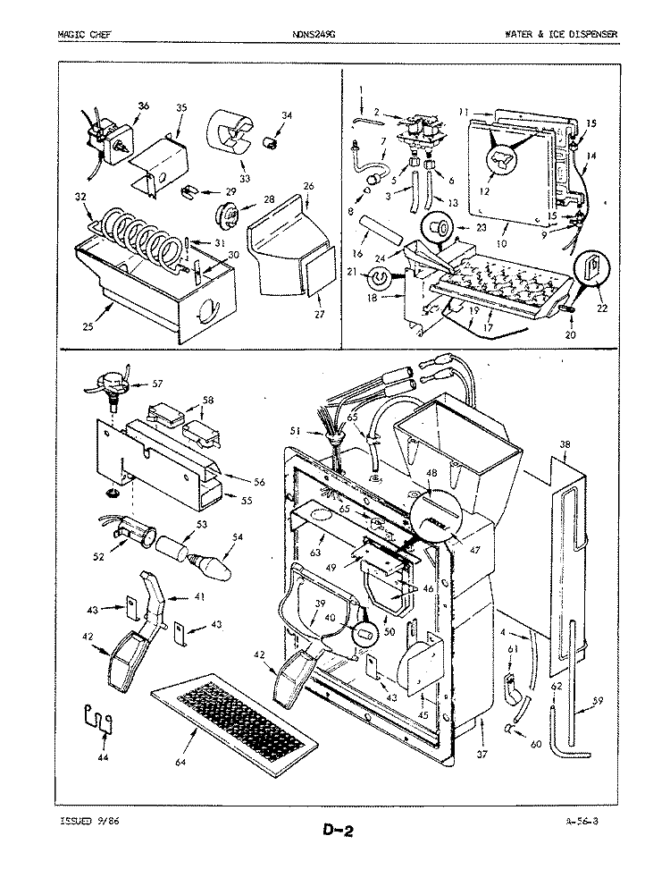WATER & ICE DISPENSER Diagram and Parts List for NDNS249G 5N66A Maytag Refrigerator
