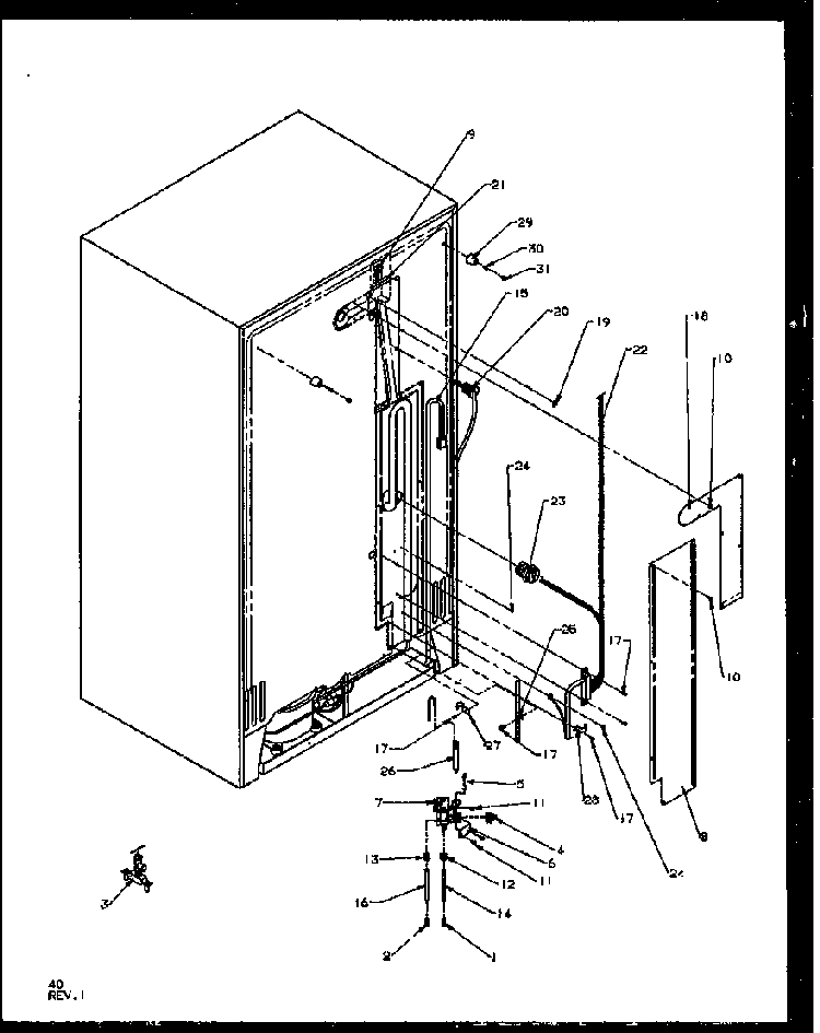 Cabinet Back Diagram and Parts List for SZD27NL-P1162410WL  Amana Refrigerator