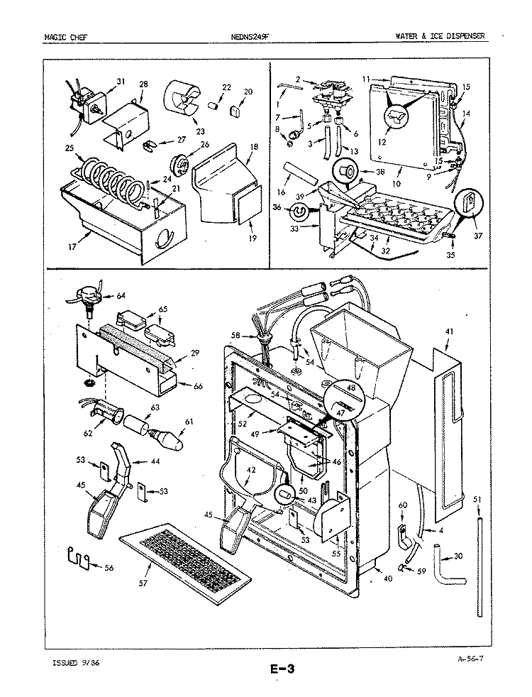 WATER & ICE DISPENSER Diagram and Parts List for NEDNS249FA 5M51B Crosley Refrigerator
