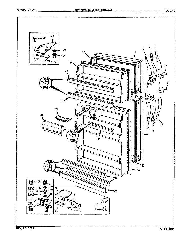 DOORS Diagram and Parts List for RB17FA-1A 7C15A Magic Chef Refrigerator