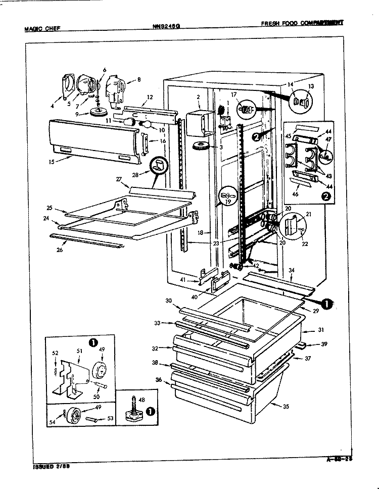 FRESH FOOD COMPARTMENT Diagram and Parts List for NNS248GH 7L42A Maytag Refrigerator