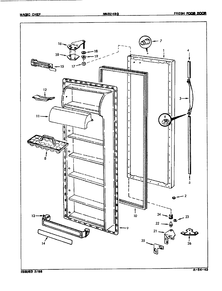 FRESH FOOD DOOR Diagram and Parts List for NNS248GA 5N70A Maytag Refrigerator