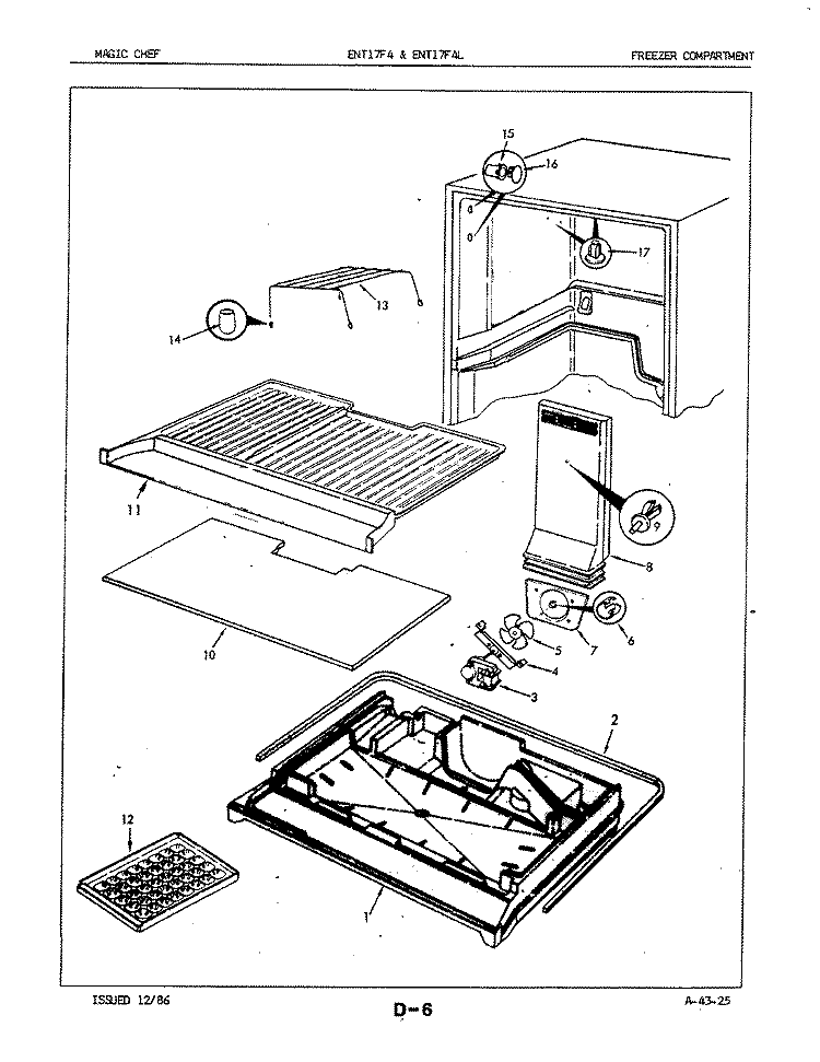 FREEZER COMPARTMENT Diagram and Parts List for ENT17F4A 5D75A Maytag Refrigerator