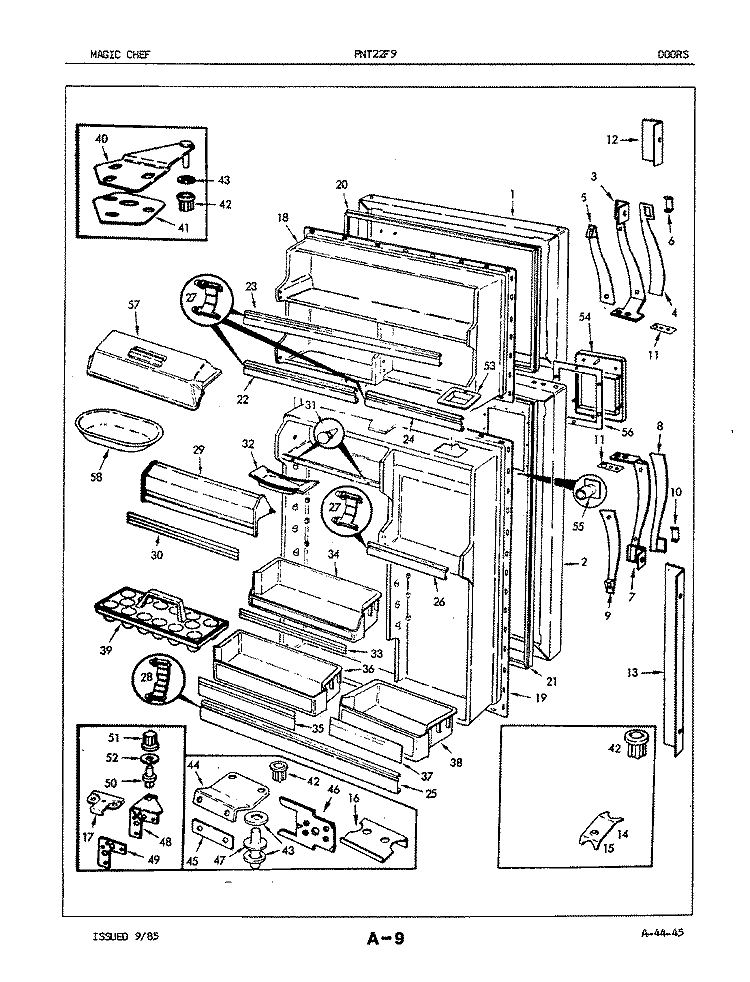 DOORS Diagram and Parts List for PNT22F9A 5B62A Admiral Refrigerator