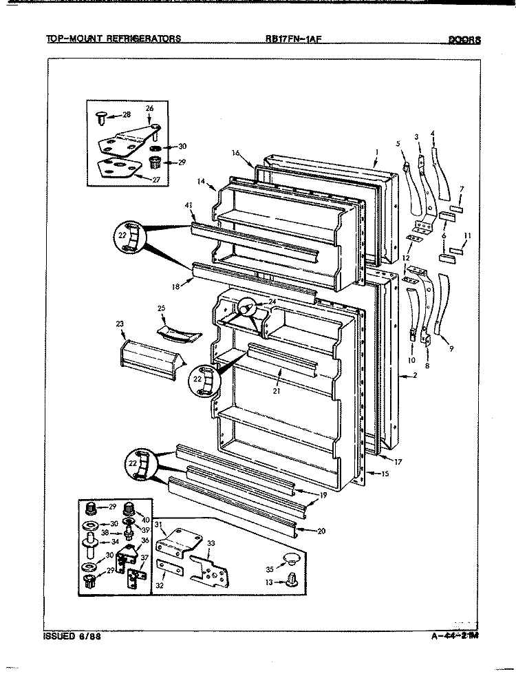 DOORS Diagram and Parts List for RB17FA1AF 7D66A Magic Chef Refrigerator