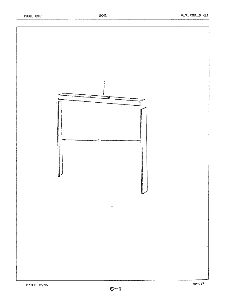 WINE COOLER KIT Diagram and Parts List for UKH1 7202A Magic Chef Wine and Beverage Cooler