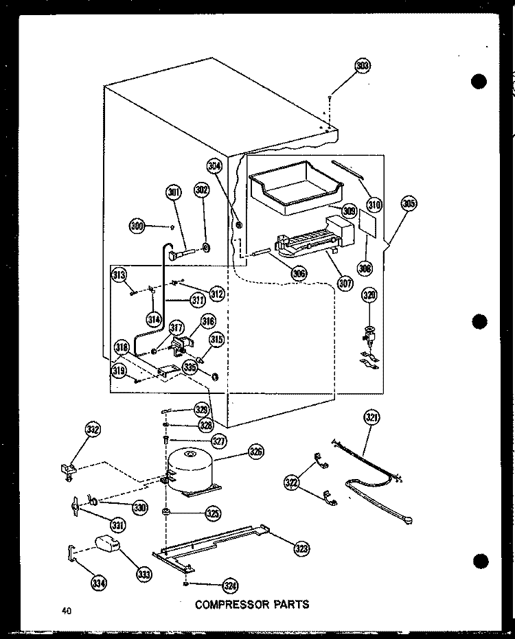 COMPRESSOR PARTS Diagram and Parts List for BC20K P602351W Amana Refrigerator
